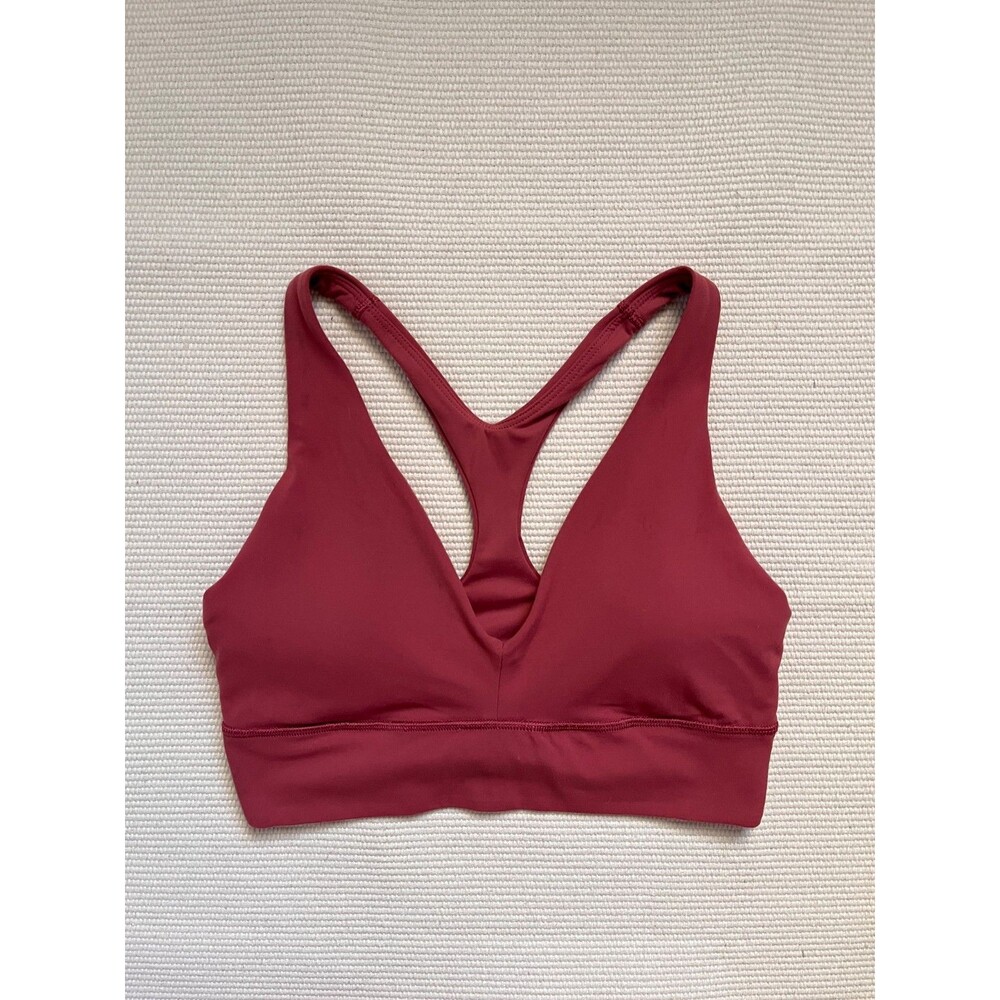 Athleta Transcend Plunge Bra A-C in Berry Rose Size SMALL